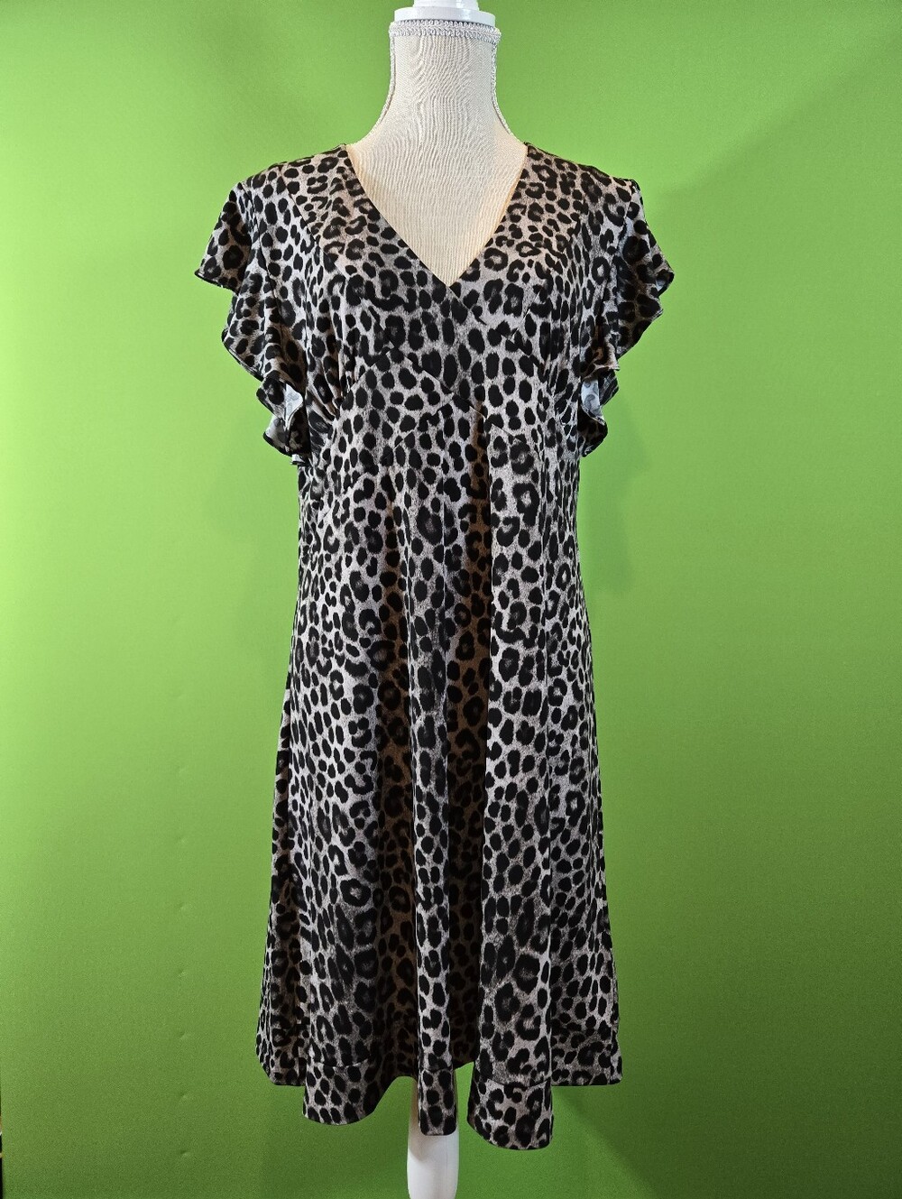 Michael Kors womens dress size XL Shift Leopard Print Gunmetal Gray